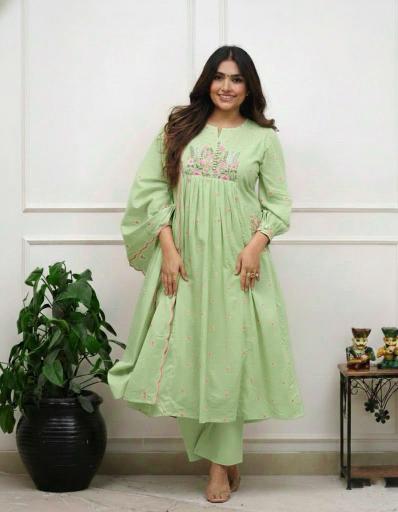 Jaipuri cotton 3pcs simple cotton anarkali kurtis wholesale